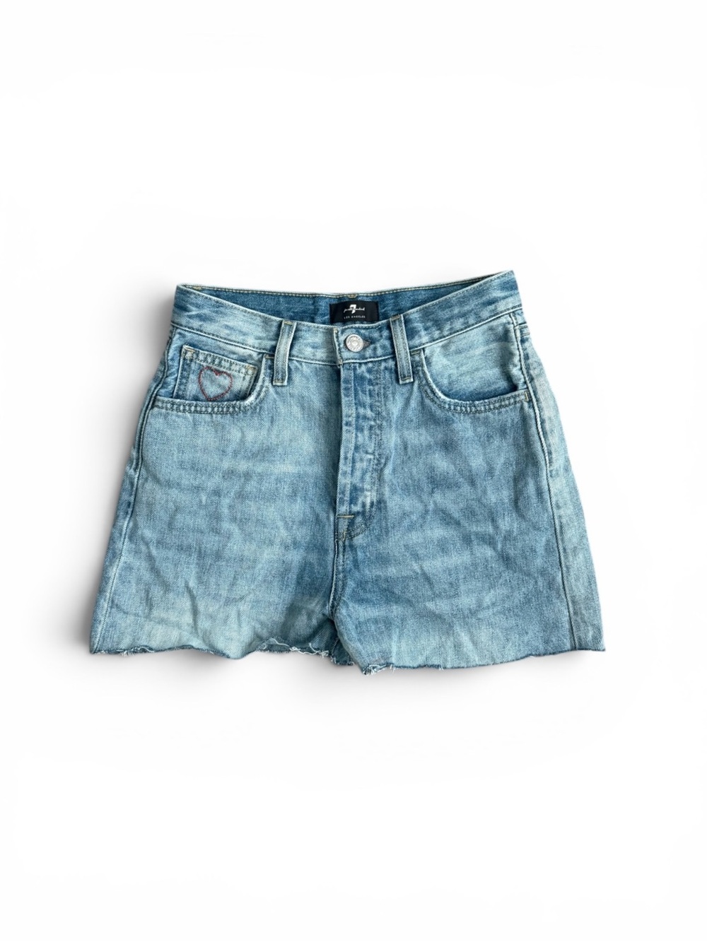 7 For All Mankind Easy James Cutoff Jean Shorts High Rise Button Fly Size 23